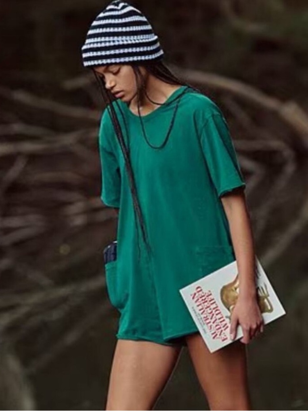 🆕FP MOVEMENT Hot Shot Tee Romper Heritage Green SZ M NWOT